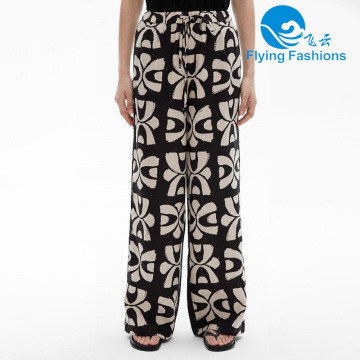 Flying cloud color block printed trousers