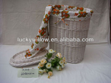 Handmade, Eco-friendly white willow laundry baskets ,willow oval laundry basket
