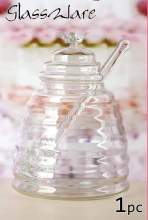 Bee Shaped Honey Jar Glass Honey Pot with Dipper