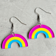 Geometric Multicolor Resin Drop Earrings - Custom Acrylic Rainbow Earrings