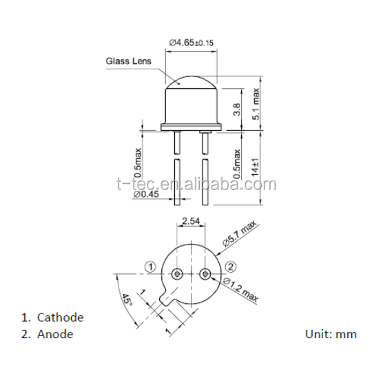 Special wavelength LED manufacturer  Sell To18 metal can 1050nm  1200nm 1300nm 1450nm 1550nm 1650nm 1720nm   infrared  ir led