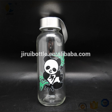 300ml different logo screen printed glass drinking bottles with caps