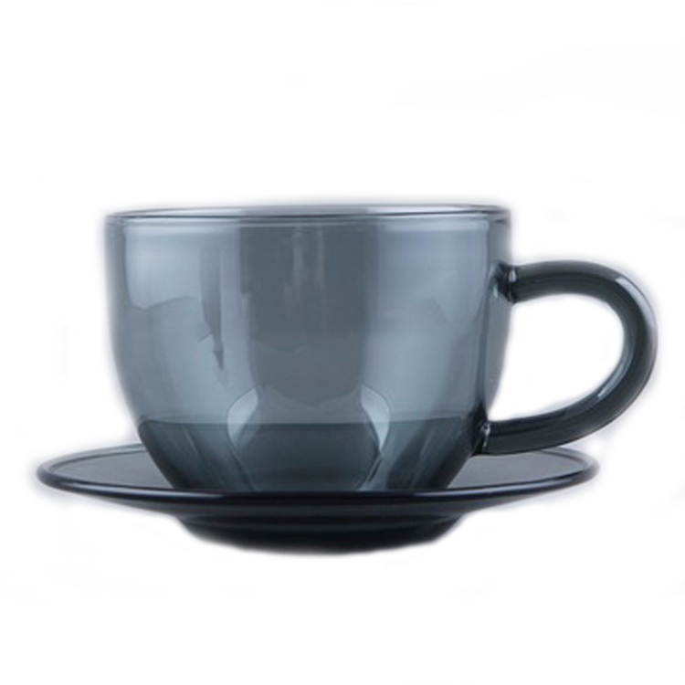 Borosilicate travel glass tea set cup with saucer