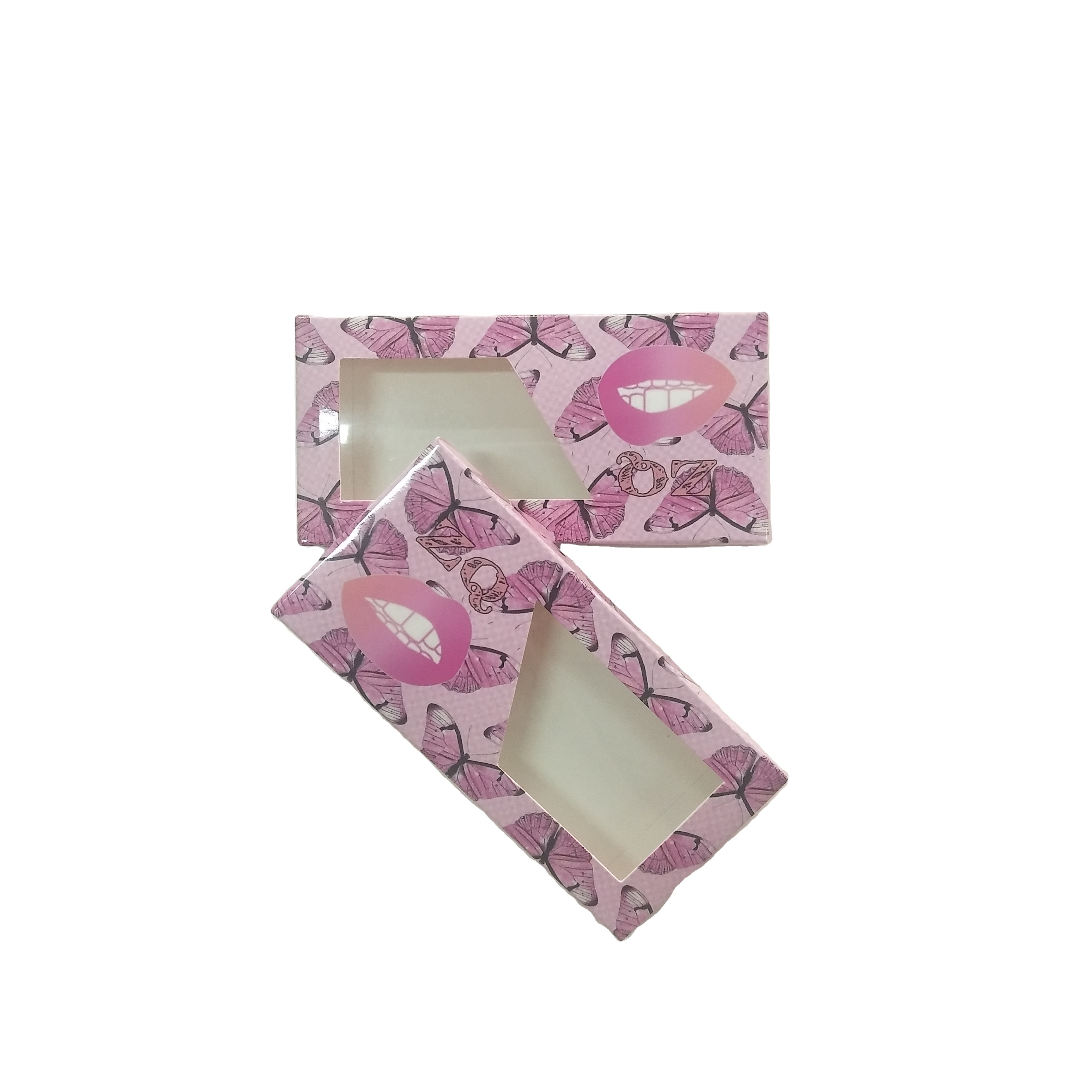 2021 prevalent pink special shape window paper beauty false eyelash paper box packaging