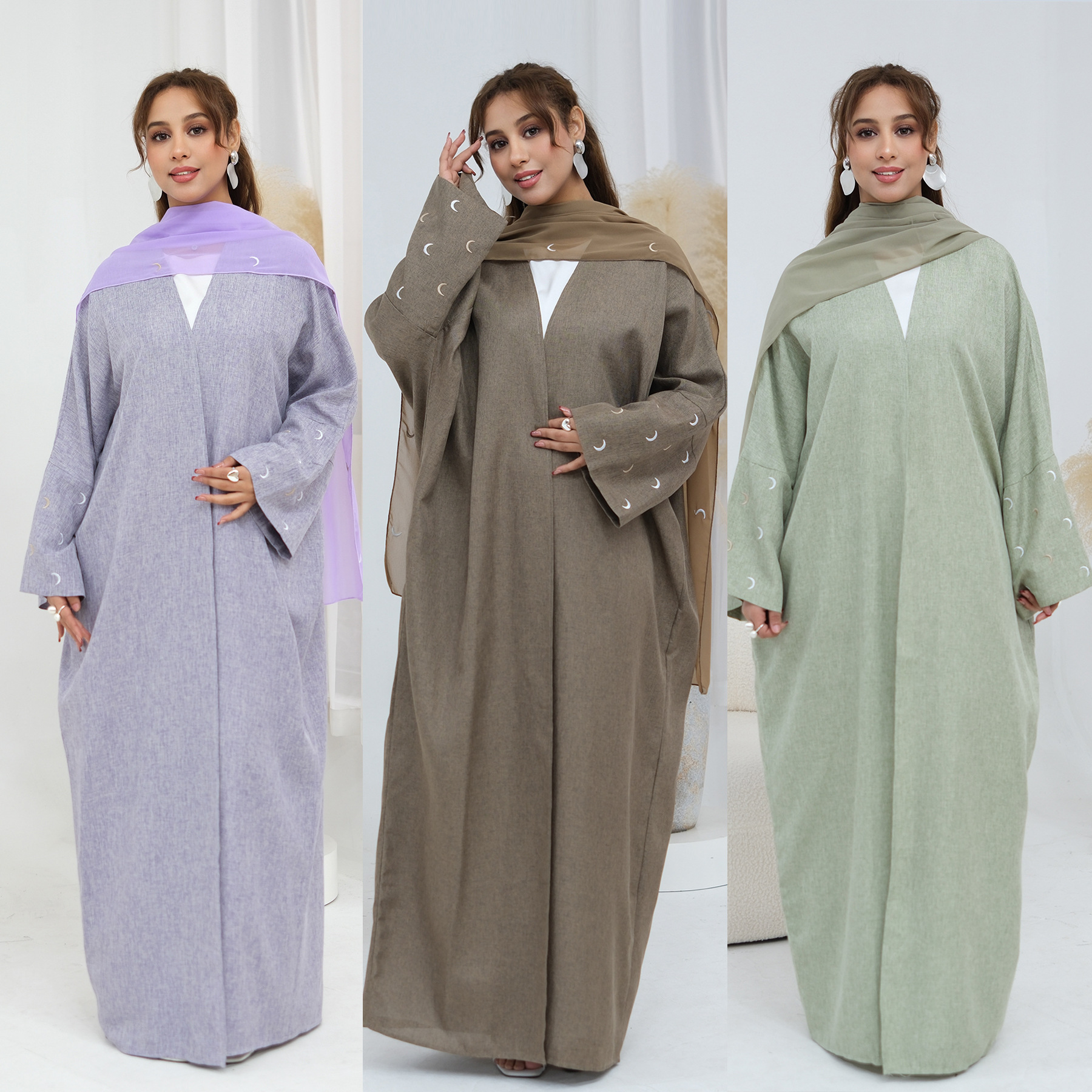 جزئیات گلدوزی کتانی عبا Linen Abaya Embroidery Detail