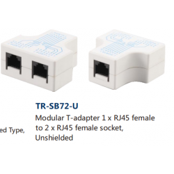 Modular T-Adapter 1x RJ45 to 2x RJ45 Female