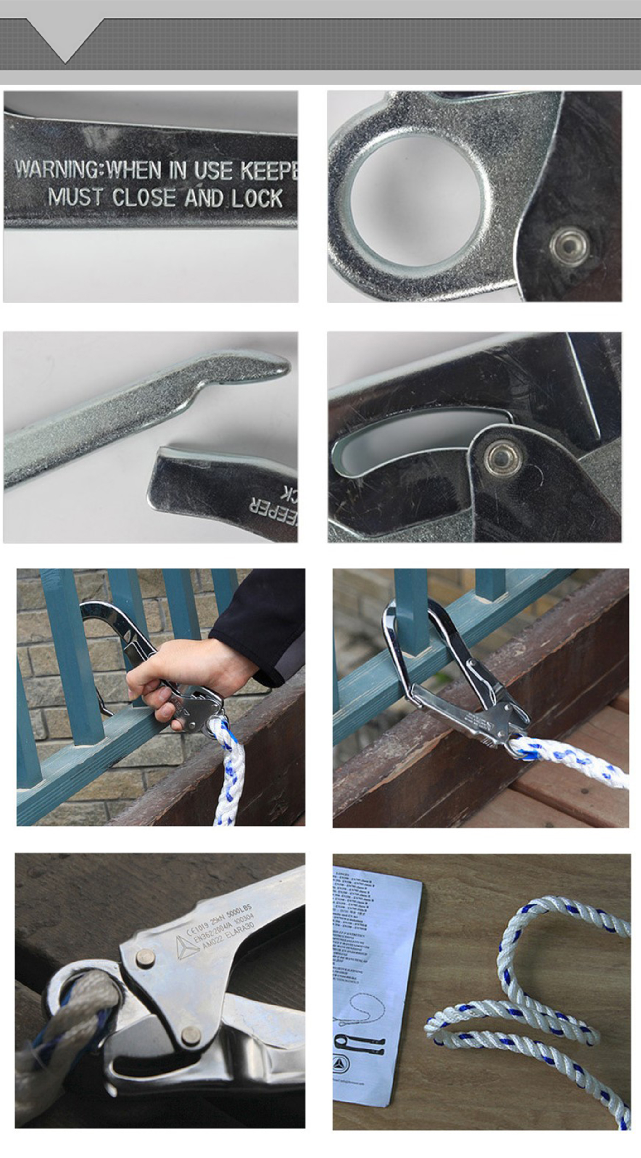 High quality durable using various d shape auto carabiner lock self locking hook