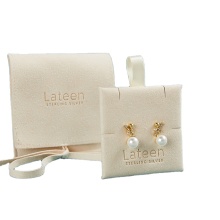 White Microfiber Suede Jewelry Pouch with Logo