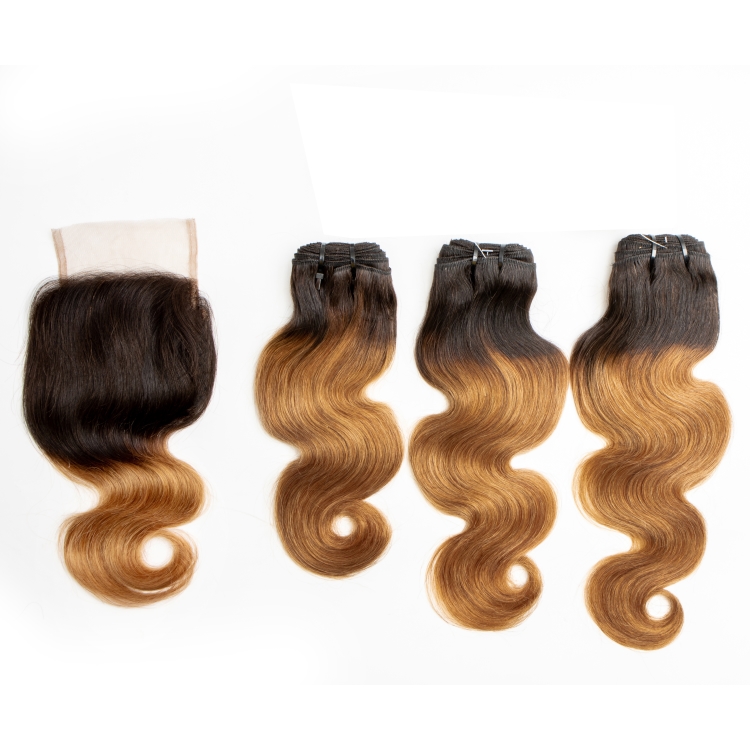 Brazilian Raw Virgin Hair Vendors T1b/30 Color Bundles With Closure 100% Unprocessed Human Hair Extensions Cuticle Aligned Hair
