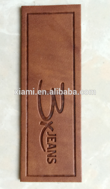 custom make debossed words slim change color thin leather label