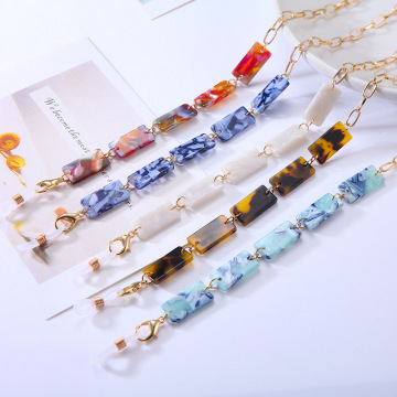 Colorful Rectangle Plate Sunglasses Chains for Women: Stylish Gold Eyeglass Chains and Acrylic Lanyards as Fashion Accessories