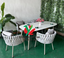 White Marble Round Outdoor Patio Dining Table