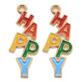 Enamel Letter HAPPY Charms Alloy Balloon Pendants Metallic DIY Art Decor Handmade Bracelet Jewelry Finding