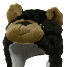 High quality black bear animal hat with scarf and mittens