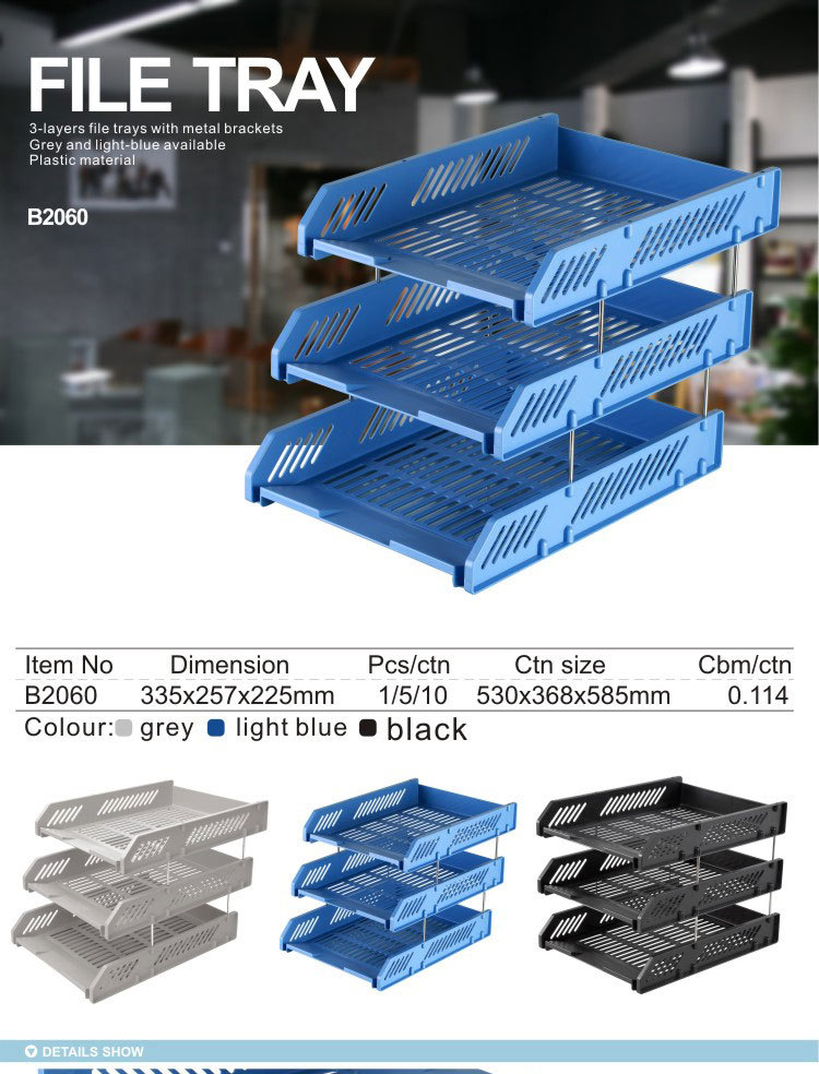 Office Stationery 3 Layer plastic Desk Organizer File Tray/Letter Tray/document tray