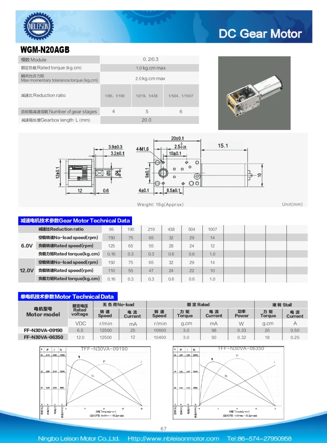 Micro DC Gear Motor 12mm with Worm Shaft 3V 6V 10 to 100 Rpm