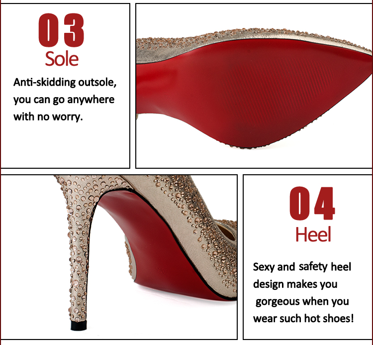 big size self covered heel diamond sequins fashion shoes