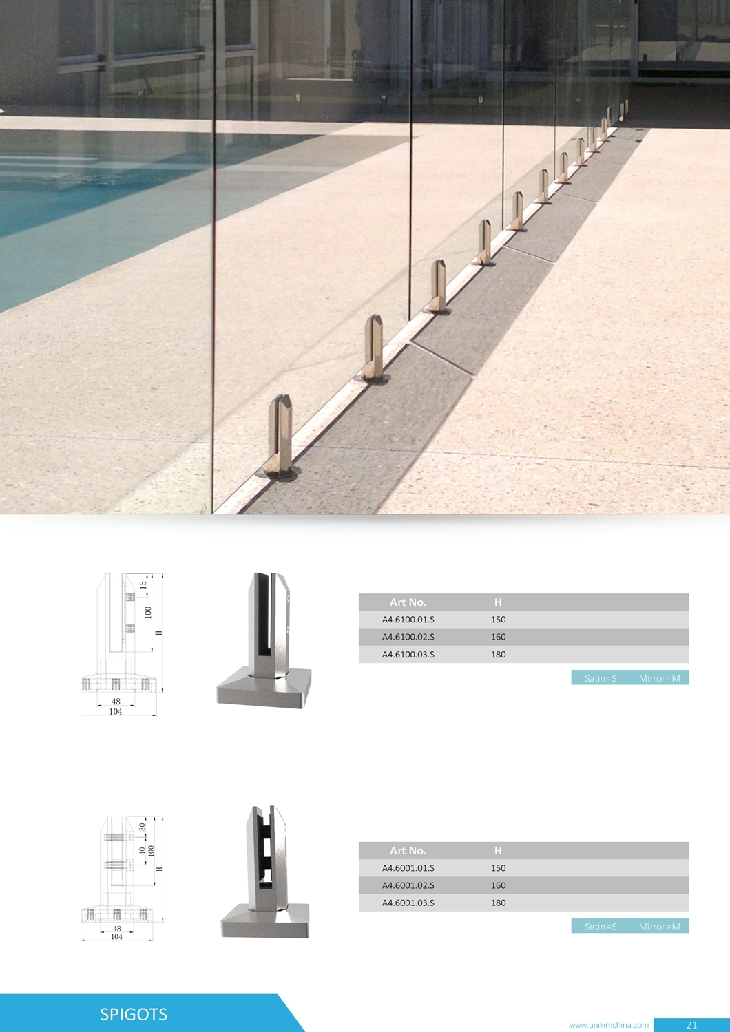 Unikim Glass Clamp Railing Systems with Posts