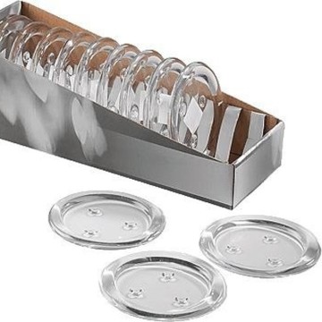 Round glass candle holder plate