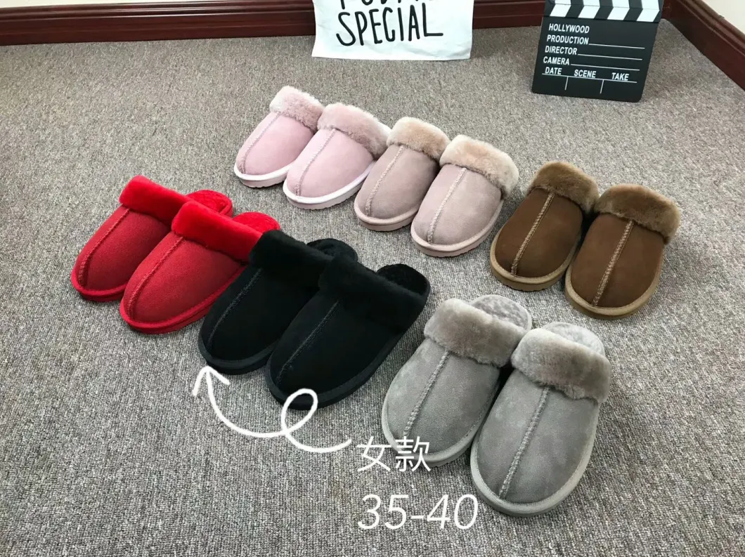 Women Fur Flat Sandals Sheepskin House Slippers Fur House Slippers