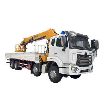 HOWO truck loader with telescopic boom mounted crane