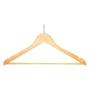 Wooden hotel hangers with an anti-theft ring