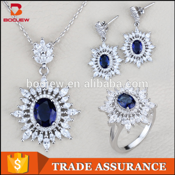 wholesale new model rhinestone chunky authentic 925 sterling silver jewelry set