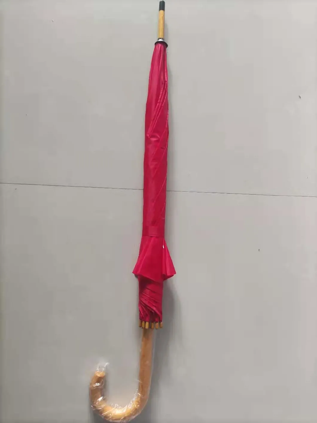 Wholesale Cheap Wooden Shaft Wooden Hook Handle Straight Umbrella with Logo Printing
