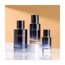 Wholesale Luxury ladies 30ml 50ml 100ml personalized Gradient Blue skin care glass perfume bottle with cap