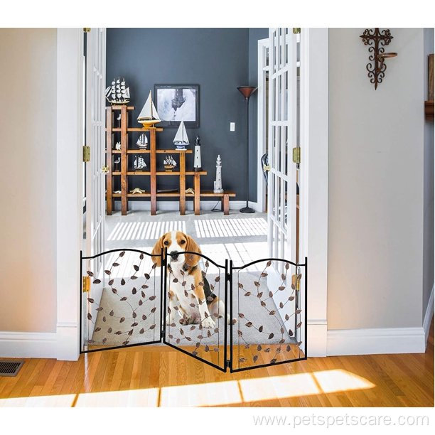 Leaf Design Metal Pet Gate Indoor Dog Fence