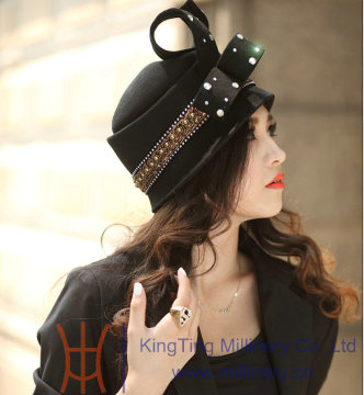 Fashion young lady church hat wool felting