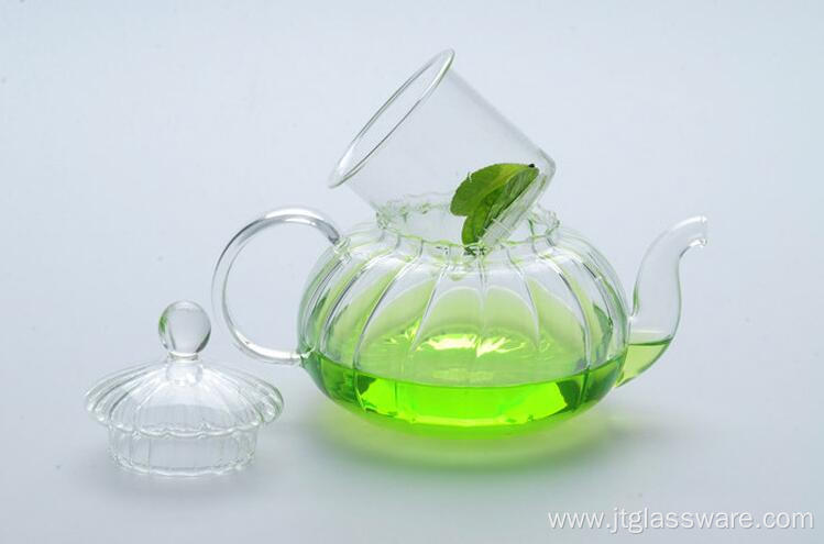 Heat resistant round pumpkin teapot glass teapot