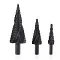 Berkualitas tinggi 3 paket spiral step bor bit set 1/4 &quot;hex shank cone black hss bor bit untuk baja kecepatan tinggi