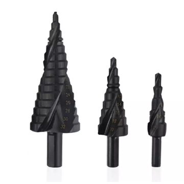 Высококачественные 3 упаковки спиральные ступенчатые бит настройки 1/4 &quot;шестнадцатеричного хвостого конуса черная буриль HSS для высокоскоростной стали