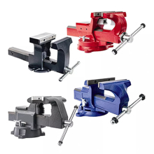 Professional Heavy Duty Swivel Base Table Clamps: 4, 5, 6, and 8-inch Universal Vises for Woodworking Bench Applications