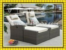 wicker PE rattan outdoor double sun lounger