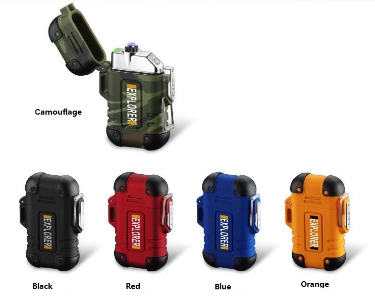 Outdoor Waterproof Windproof Lighter Dual Arc Electric Lighters USB Rechargeable Lighter