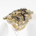 최근 새로운 금속 합금 패션 디자인 라인 석 크리스탈 반지 폐쇄 골드 도금된 패션 보석 반지