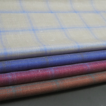 Worsted Merino Wool Italian Suiting Fabric Blend Linen Silk 78% Wool Plaid for Men's Suit
