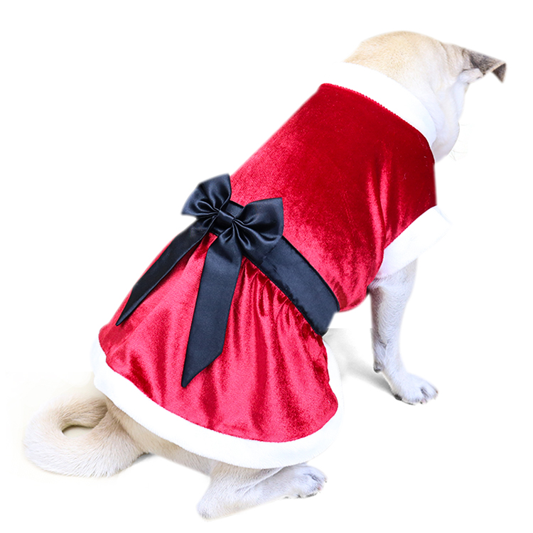 Super September Soft Shiny Fabric Bowknot Classic Dog Clothes Pet Christmas Dress