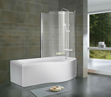 1700mm acrylic bathtub shower bath with glass