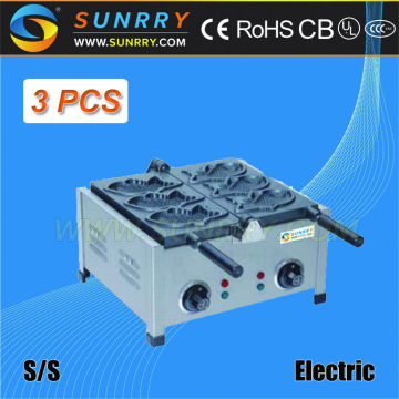 Hot sale commercial electric 3 pcs of belgian fish waffle mix maker