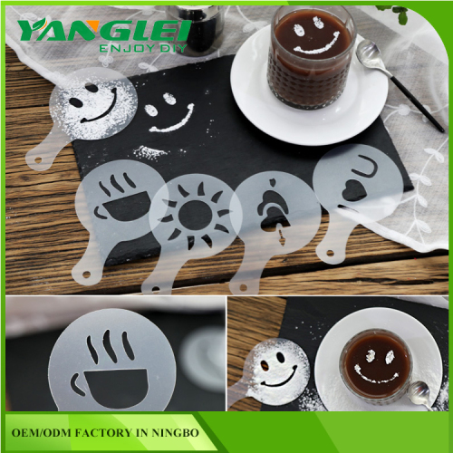 wholesale PP material Coffee Stencil with16 PCS Cappuccino Plastic Template