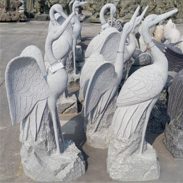 Animal sculptures of carved crane stone statue for garden ornament