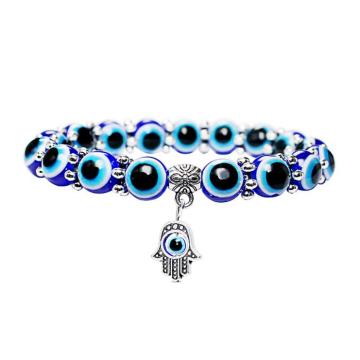 New Fashion Women Acrylic Blue Eye Beads Charms Hand Evil Eye Bracelets