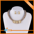 Gold Plated Fashion Statement Necklace Earrings Set Jewelry Set