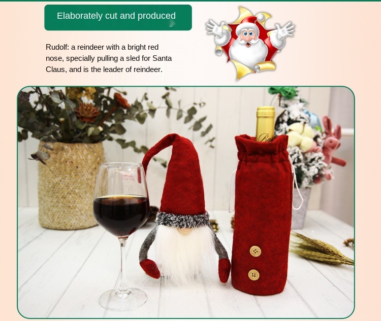 New Christmas Decoration Creative Rudolf Wine Gift Box Christmas Wine Bottle Bag Champagne Bottle Set Decoration Supplies