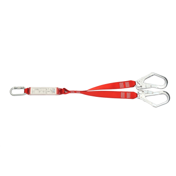 Two hooks safety harness lanyard with shock absorber