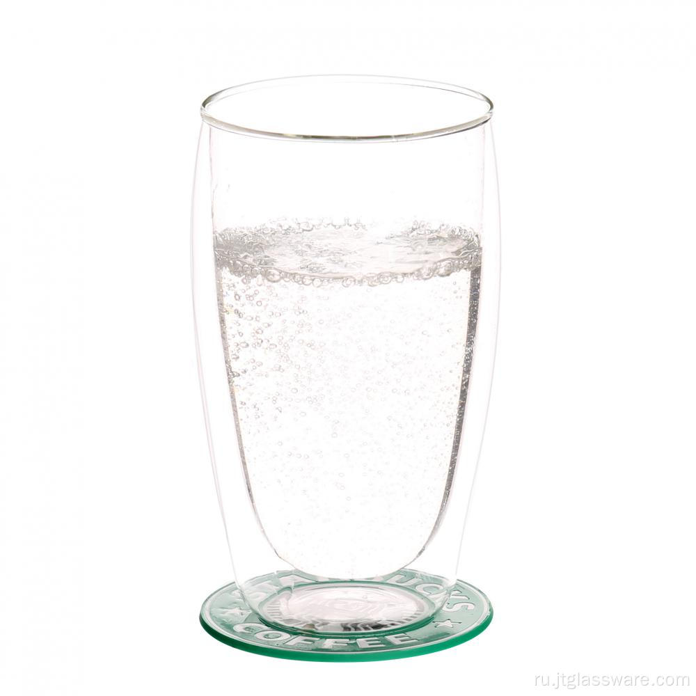 Термостеклянный стакан с двойными стенками для кружки с водой