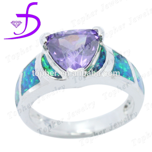 Fashion 925 Sterling SilverJewelry Big Amethyst Thick Opal Ring